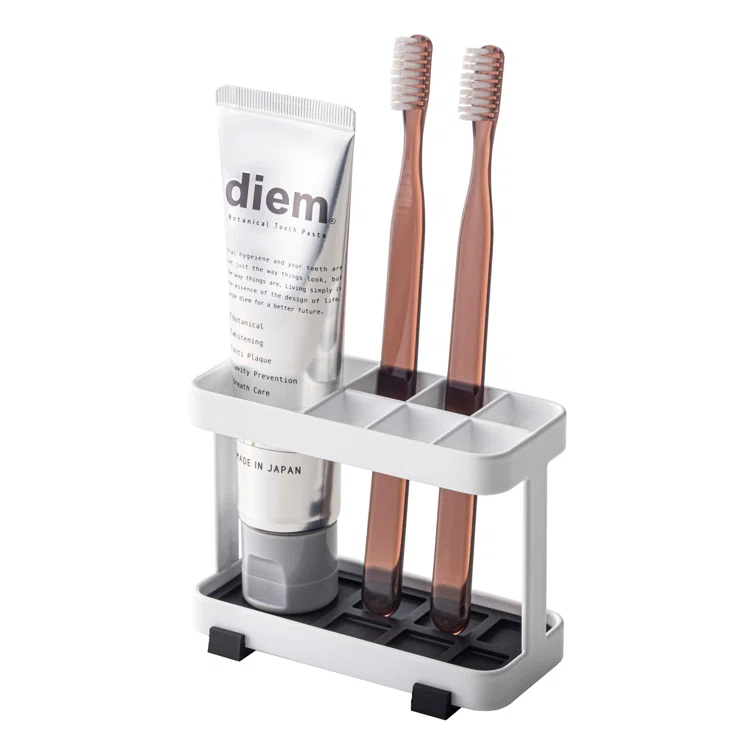 Yamazaki Home Tower Yamazaki Home Toothbrush And Toothpaste Holder For Bathroom Countertop, Steel, Water Resistant