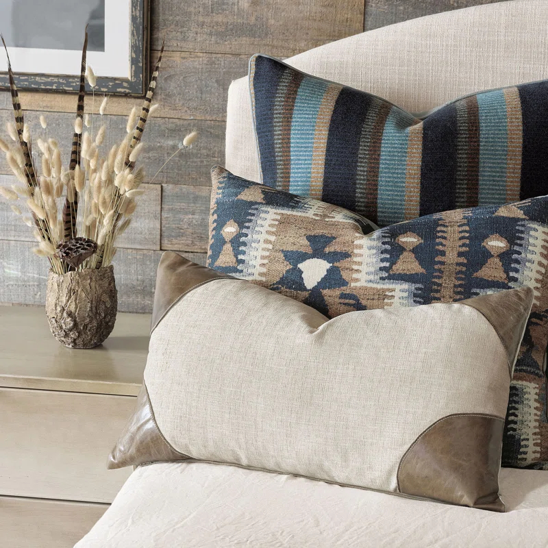 Higgins Leather Corners Pillow Cover & Insert