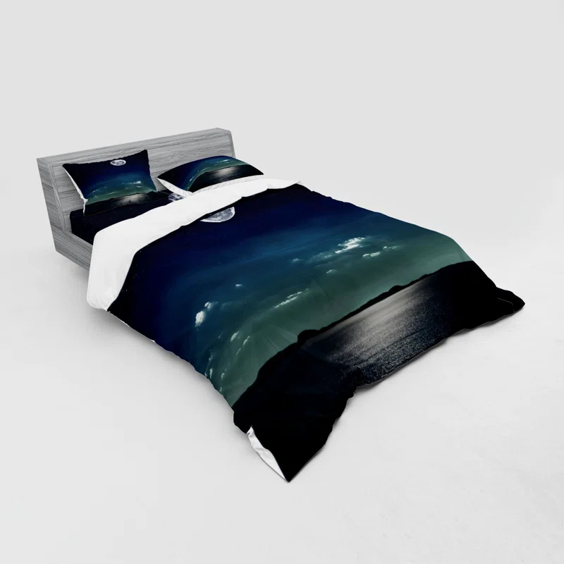 Ambesonne Full Moon Reflected in the Sea Moon Rays Surface Starry Sky Night Scenic View Print Duvet Cover Set | Wayfair