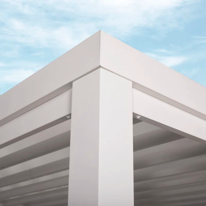 Backyard Discovery Backyard Discovery Windham 14' x 10' Modern Galvanized Steel Outdoor Patio Pergola Kit with Shade Sail Canopy and PowerPort