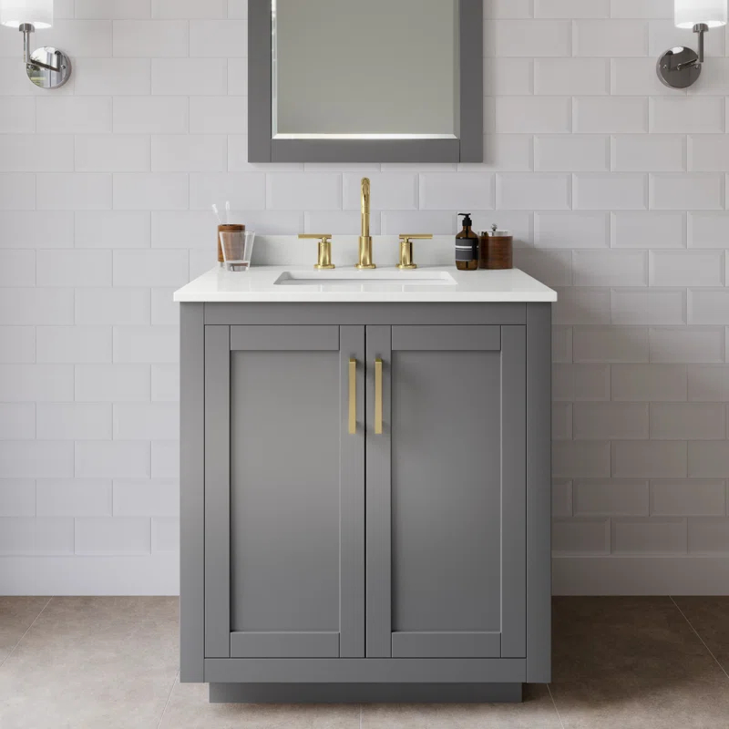 Wyndham Collection Miranda 30" Freestanding Single Bathroom Vanity with Quartz Top