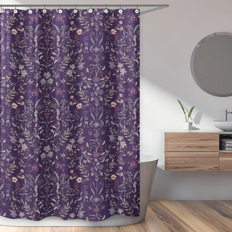 Sweet Jojo Designs Boho Floral Wildflower Plum Purple Single Shower Curtain by Sweet Jojo Designs