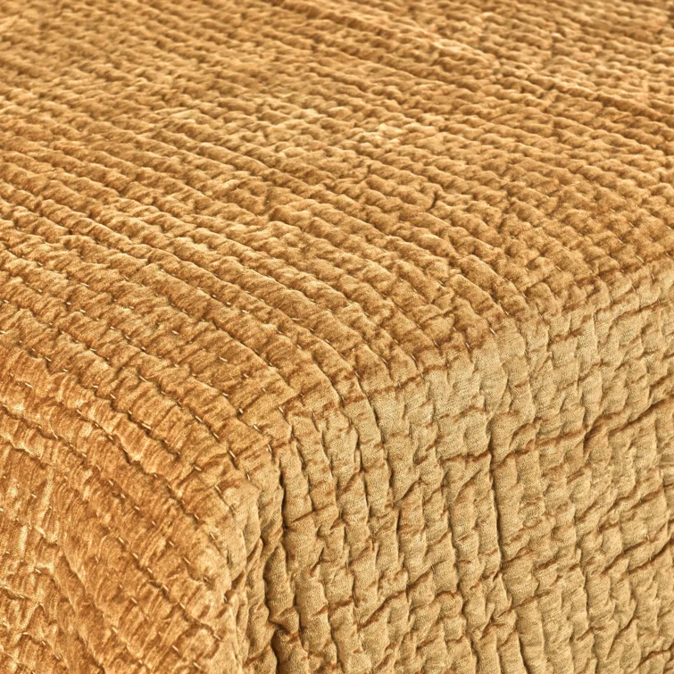 Gold Velvet Reversible King Quilt Set