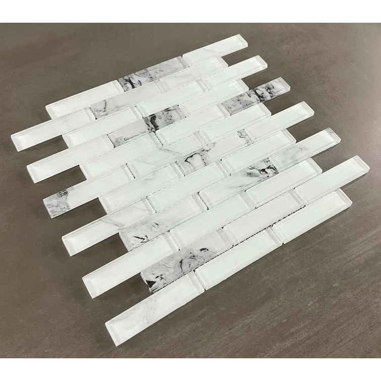 ES Stone Art Craft Brick Joint 1" x 4" Glass Mosaic Wall Tile (Set of 10)