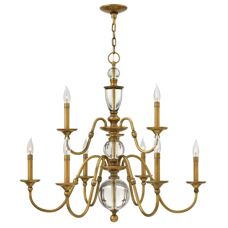 Hinkley Eleanor Nine-Light Candle Chandelier w/ Crystal Accents