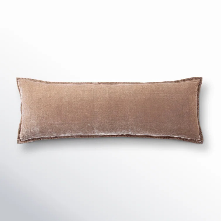 Stella Solid Faux Silk Velvet Romantic Western 14x42 inch Long Lumbar Pillow