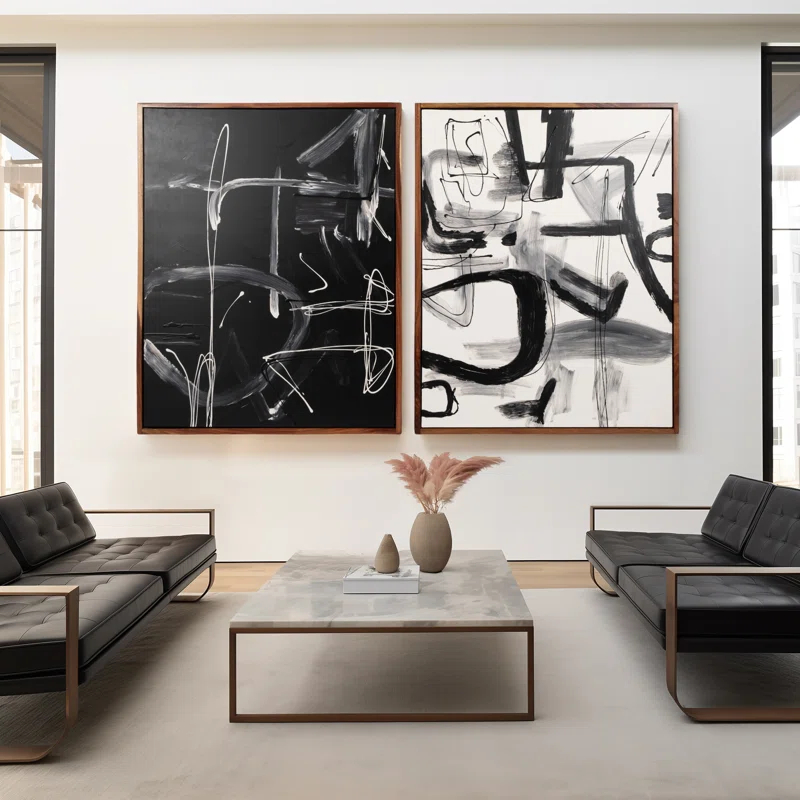 Sagebrook Home Set Of 2 95X59 Hand Painted Contemporary Art (Set of 2)