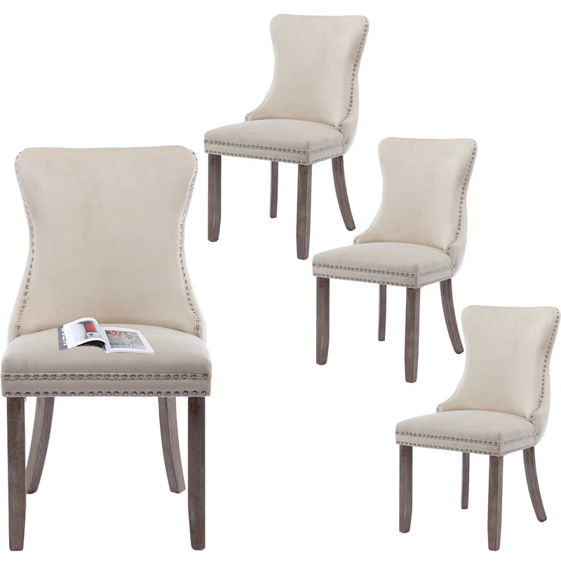 Rosdorf Park Velvet Kitchen Upholstered Dining Chair (Set of 4)