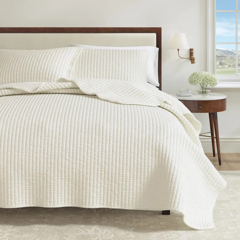 FreshFolds Modern & Contemporary Stripe Stitched Quilt Set with Shams