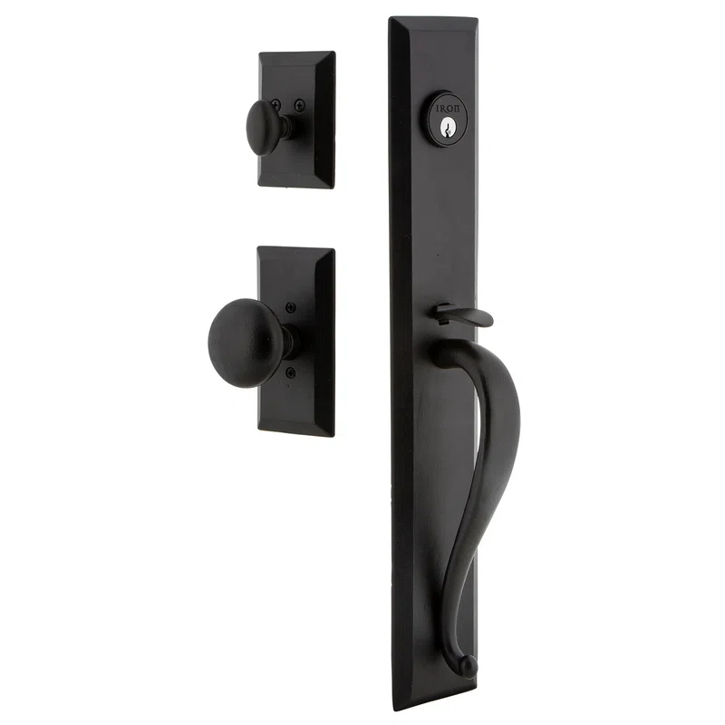 Ageless Iron 657771 Ageless Iron Handleset with Deadbolt and Keep Door Knob and Vale Rosette