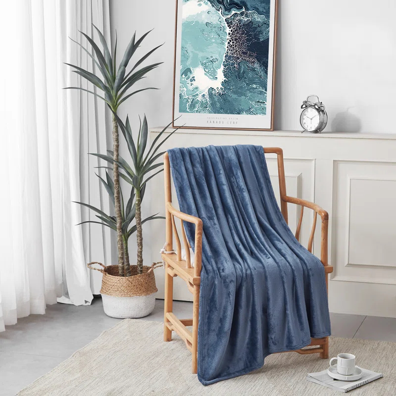 Nautica Solid Ultra Soft Plush Fleece Blanket