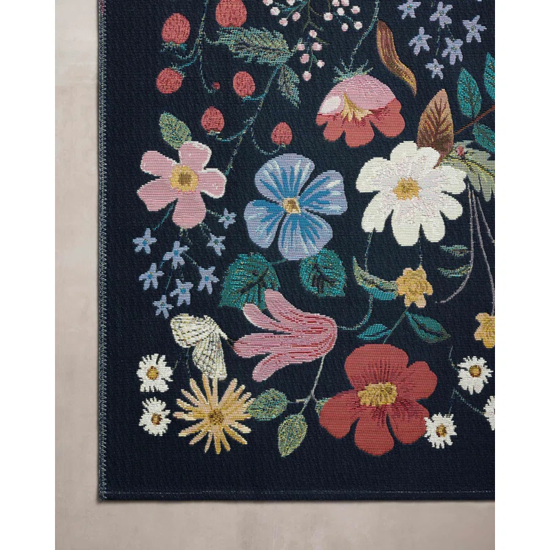 Rifle Paper Co. x Loloi Rifle Paper Co. x Loloi Perennial Black/Navy Indoor / Outdoor Area Rug