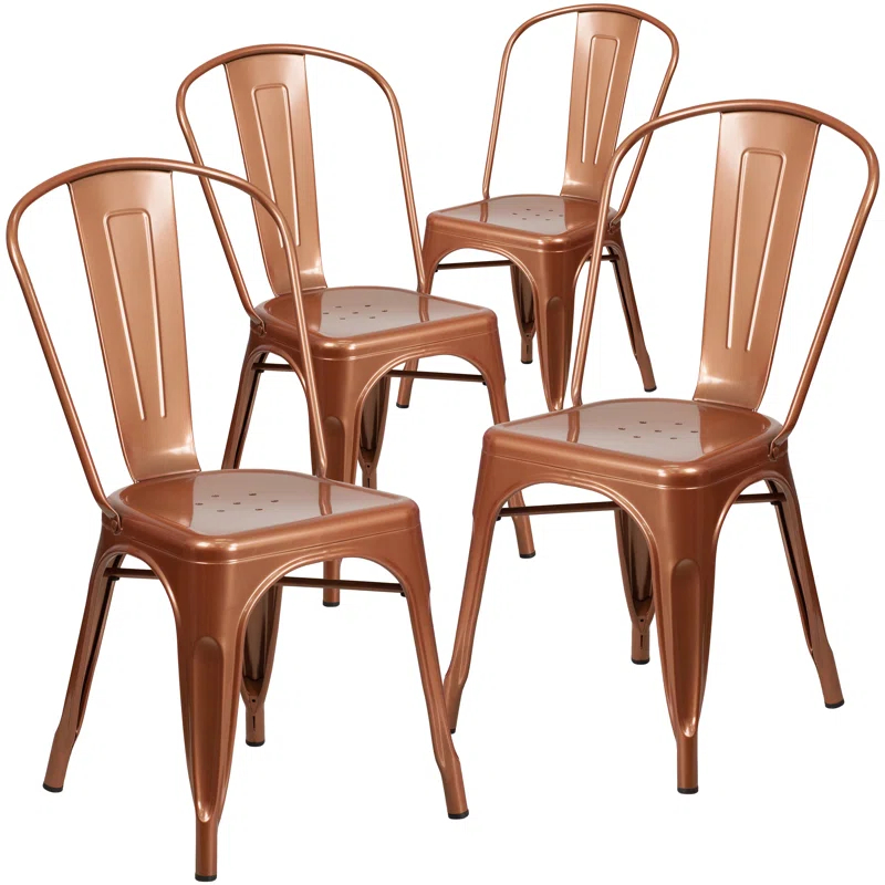 Flash Furniture Peterson Armless Metal Indoor-Outdoor Stackable Dining Chair (Set of 4)