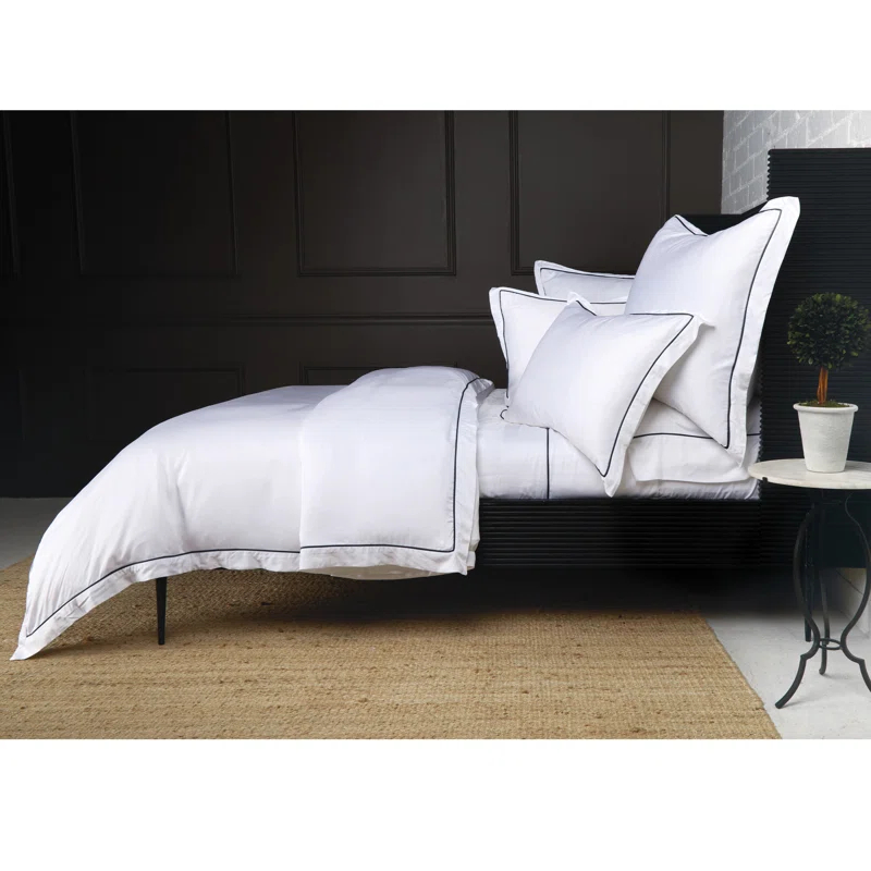 White Twin Sateen Weave Duvet Cover Set with Button Closure