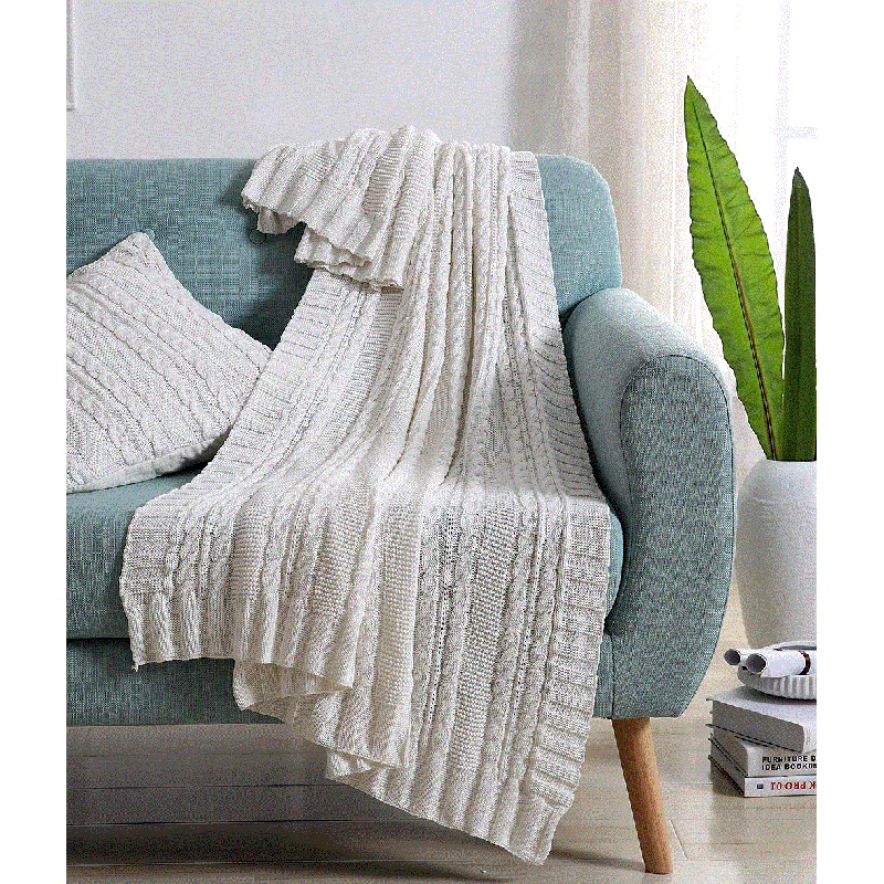 VCNY Dublin Cable Knit Throw Blanket, 50" x 70"