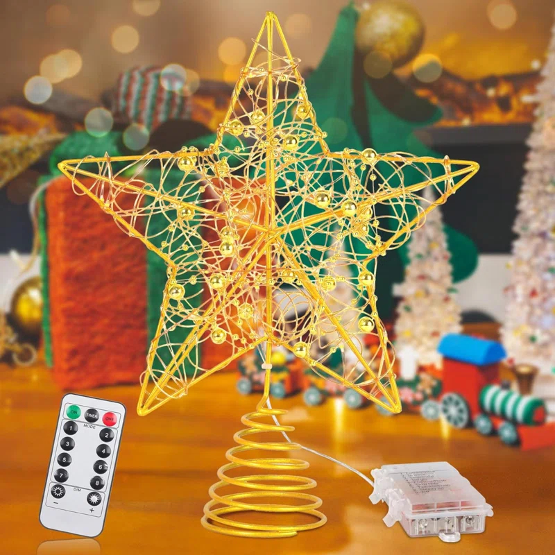 Christmas Tree Topper, 40 Light Tree Topper Star, Christmas Tree Topper Lighted, Prolong Wire Star Tree Topper With Remote Control For Christmas Decorations, Holiday, Vacation, New Year