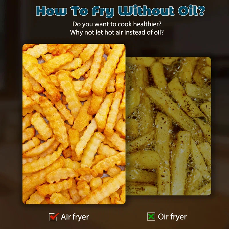 CAYNEL Caynel  Air Fryer Air Fryer Multi-function, 5L Capacity Oilless Hot AirFryer 1400W, Non-Stick Frying Tray Black