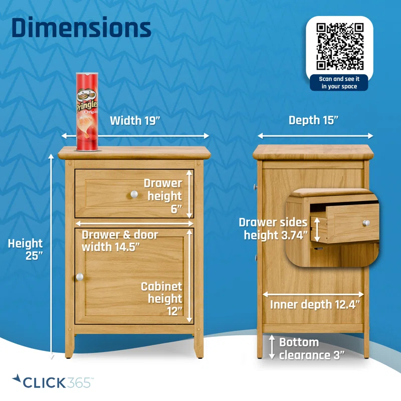 Click Decor ClickDecor Alcott Side Table with Single Drawer and Storage Cabinet