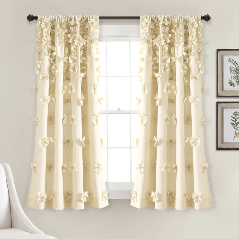 Lush Decor Riley Polyester Semi Sheer Curtain Single Panel
