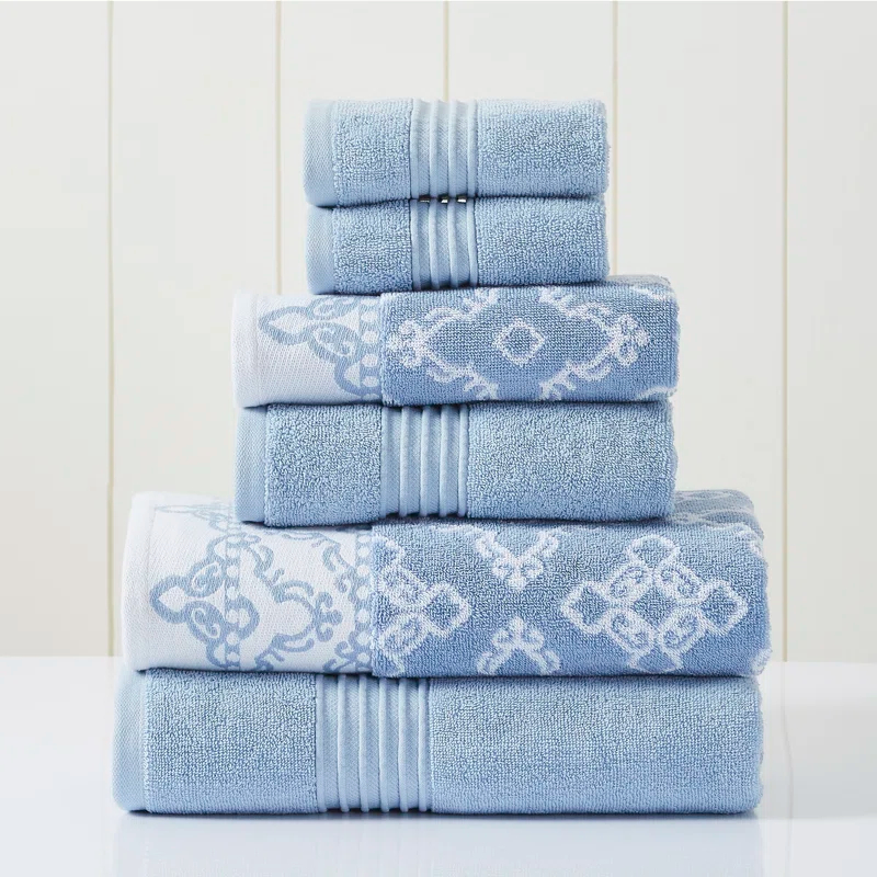 Modern Threads Modern Threads 6 Piece Set, 2 Bath Towels, 2 Hand Towels, 2 Washcloths Yarn Dyed Jacquard/Solid Towel Set Charlize