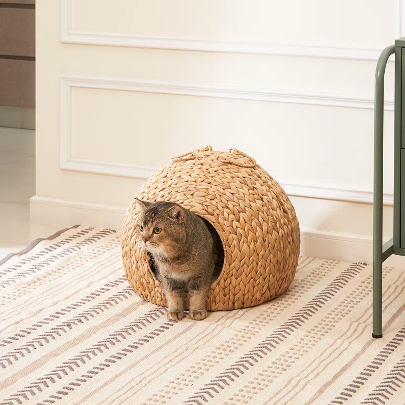 Tucker Murphy Pet™ Emmely Nest Water Hyacinth Woven Wicker Round Pet Bed with Handles