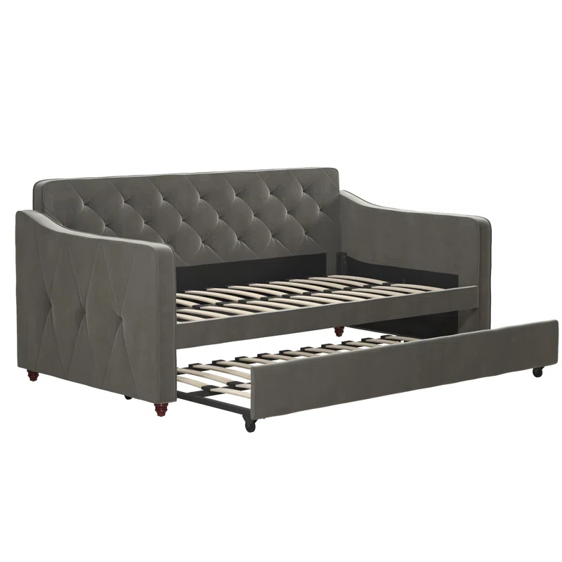 Vintage Upholstered Daybed with Trundle