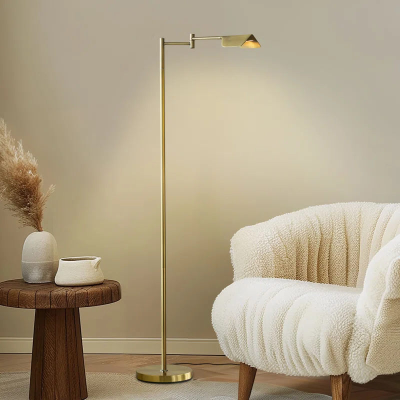 Brightech Leaf 53 in. Industrial Vintage Reading Floor Lamp with Metal Shade and 3-Way Dimming Options - Integrated LED Light