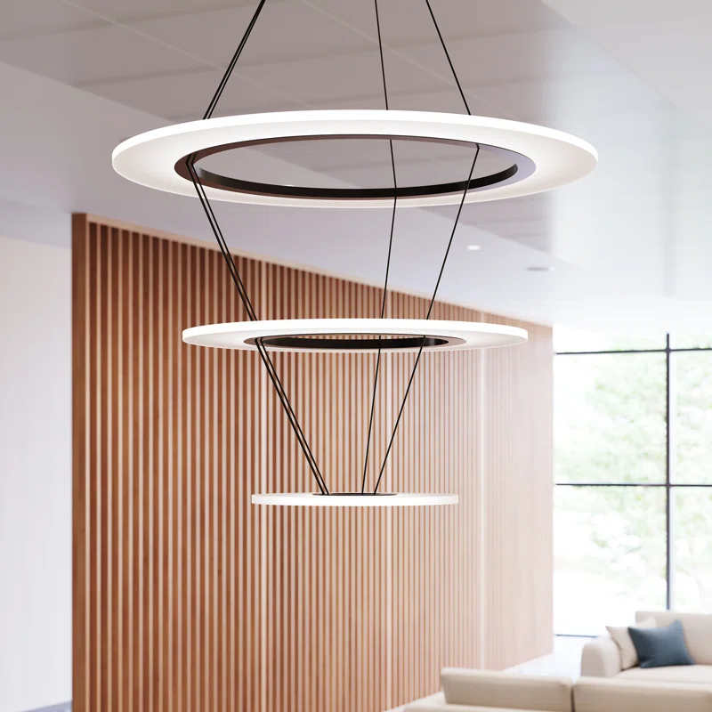 Arctic Rings 3 - Light Acrylic Dimmable LED Tiered Chandelier