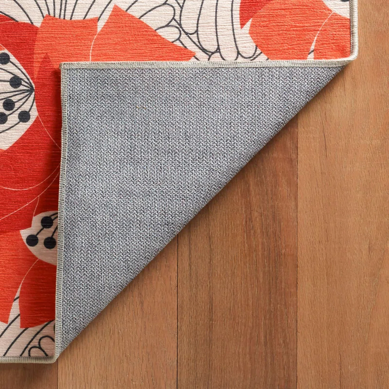 Dash and Albert Rugs Japanese Poppy Multi Machine Washable Rug