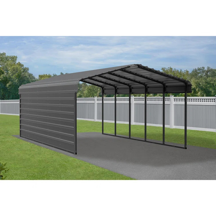 Arrow Arrow Steel Carport with 1 Side Wall Kit, 12X24X07