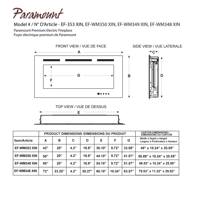 Paramount Paramount Smart Premium Electric Fireplace, 72IN