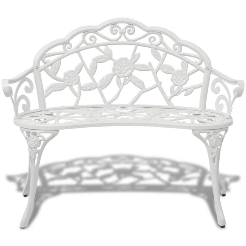 Outdoor Patio Bench Garden Bench Furniture with Armrests Cast Aluminum