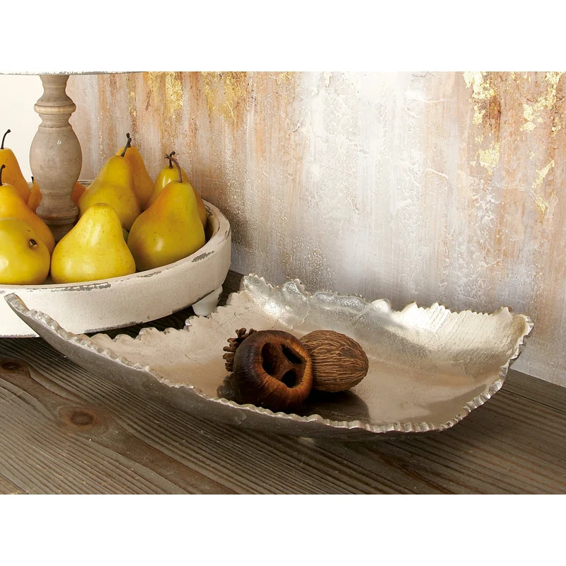 CosmoLiving by Cosmopolitan Aluminum Metal Live Edge Silver Decor Tray