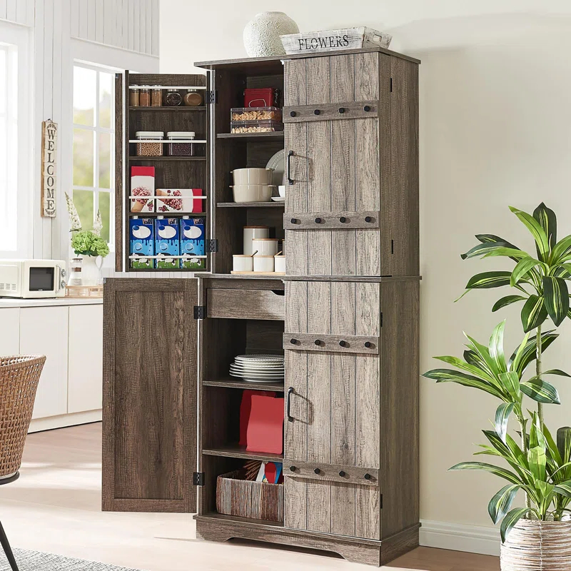 Gracie Oaks 72" Tall Farmhouse Kitchen Pantry
