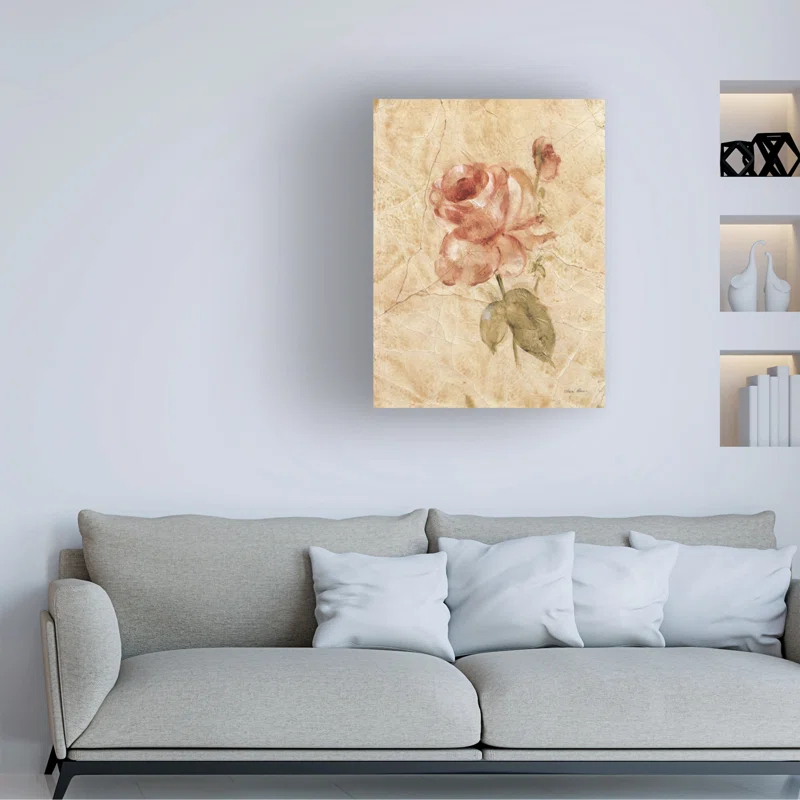 Trademark Fine Art Cheri Blum Rose On Cracked Linen Canvas Art