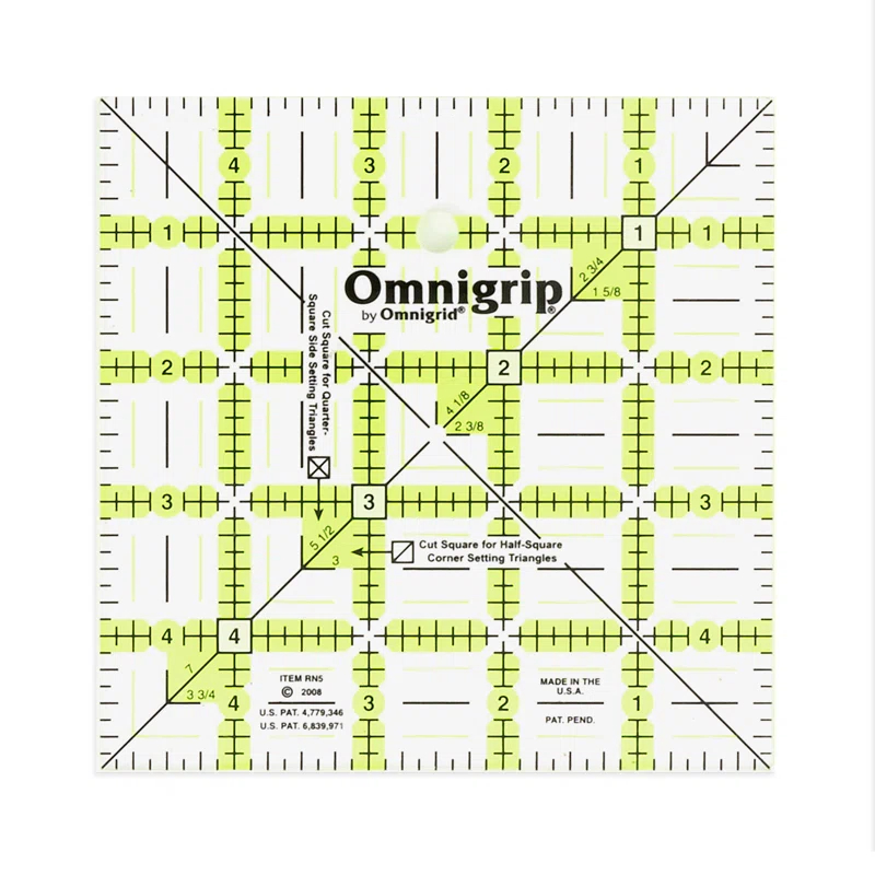 Omnigrid Omnigrip 5" x 5" Non-Slip Square Quilting Ruler