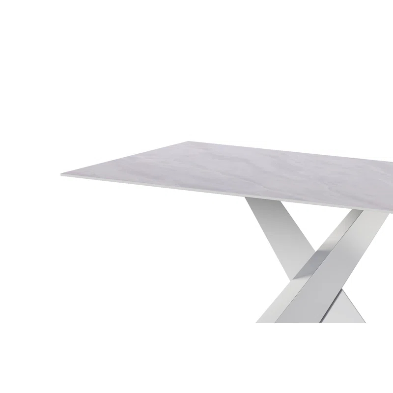 Chintaly Imports Jennifer Contemporary Sintered Stone Top Table w/ Steel Base