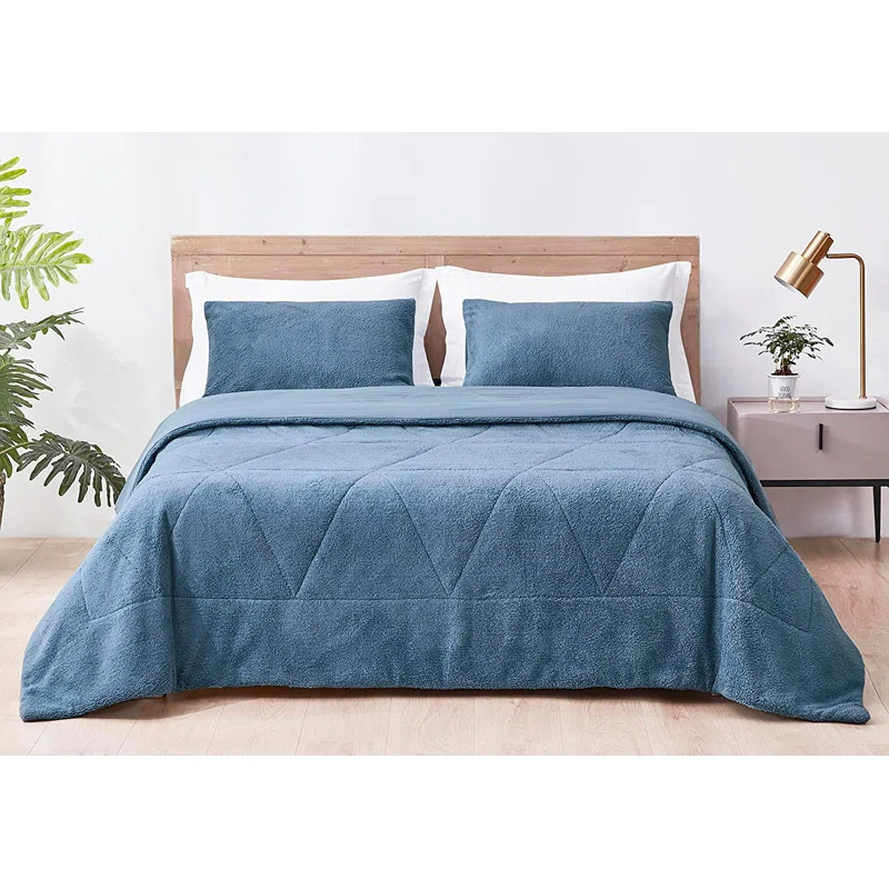 Chezmoi Collection Zane Sherpa Reversible Microfiber Comforter Set & Reviews | Wayfair