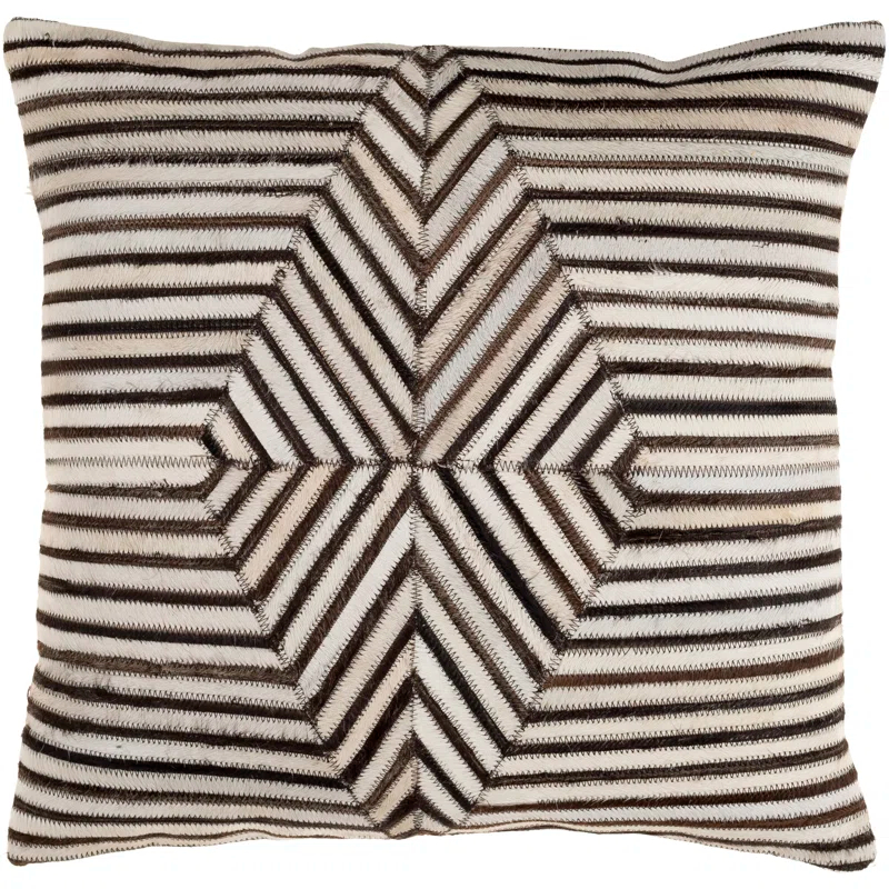 Nashville Striped Leather/Suede Reversible Pillow Cover