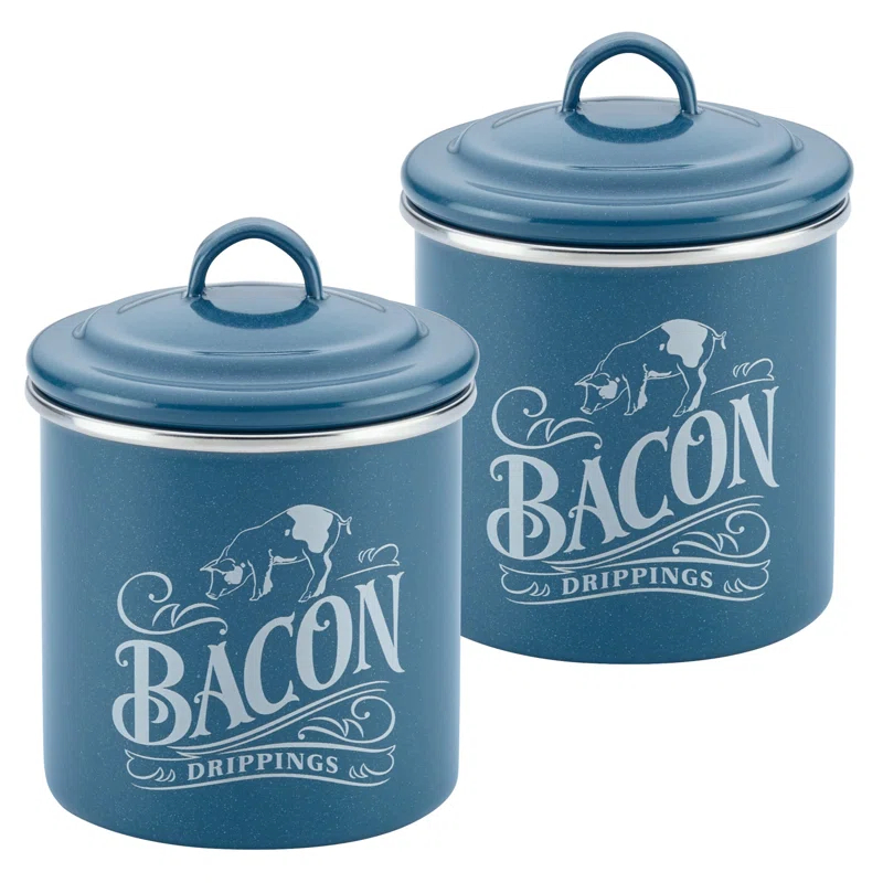 Ayesha Curry Ayesha Collection Enamel on Steel Bacon Grease Cans, Set of 2