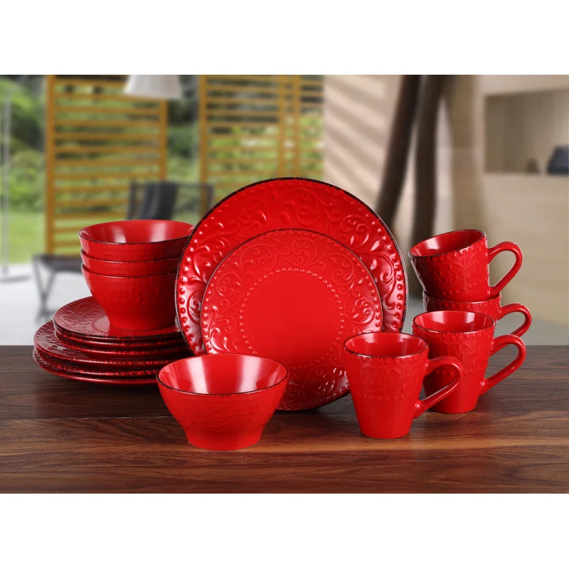 Lorren Home Trends Lorren 16 Piece Stoneware Dinnerware Set - Service for 4