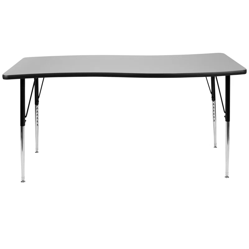 Flash Furniture Goddard 28"W x 47.5"L Rectangular Wave Collaborative Grey Adjustable Height Activity Table
