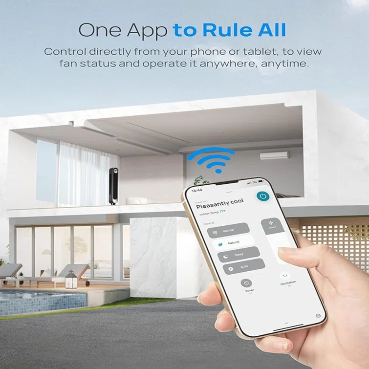 BUILTCO Dreo Smart Tower Fan Wifi Voice Control, Works With Alexa/Google, Cruiser Pro T1S Floor Standing Bladeless Oscillating Fan With Remote, 6 Speeds, 4 Modes, 12H Timer, For Indoor Bedroom Home Office