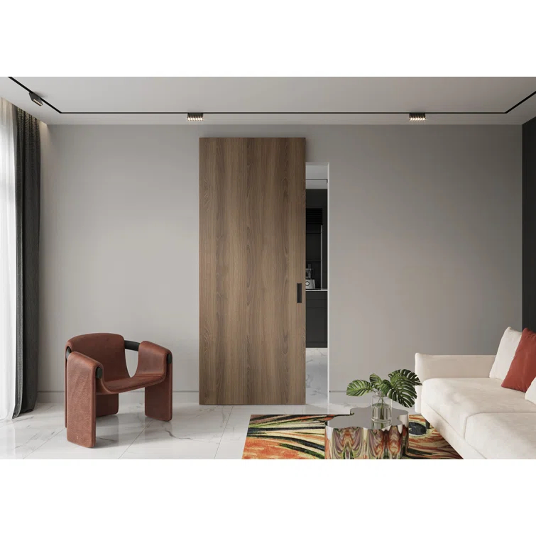 Belldinni Optima Paneled Manufactured Wood Composite Solid Core Interior Sliding Hidden Barn Door With Base Board With Installation Hardware Kit