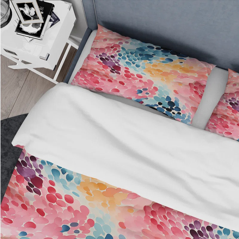 Watercolor Eccentricity Pink And Blue I No Abstract Duvet Cover Set