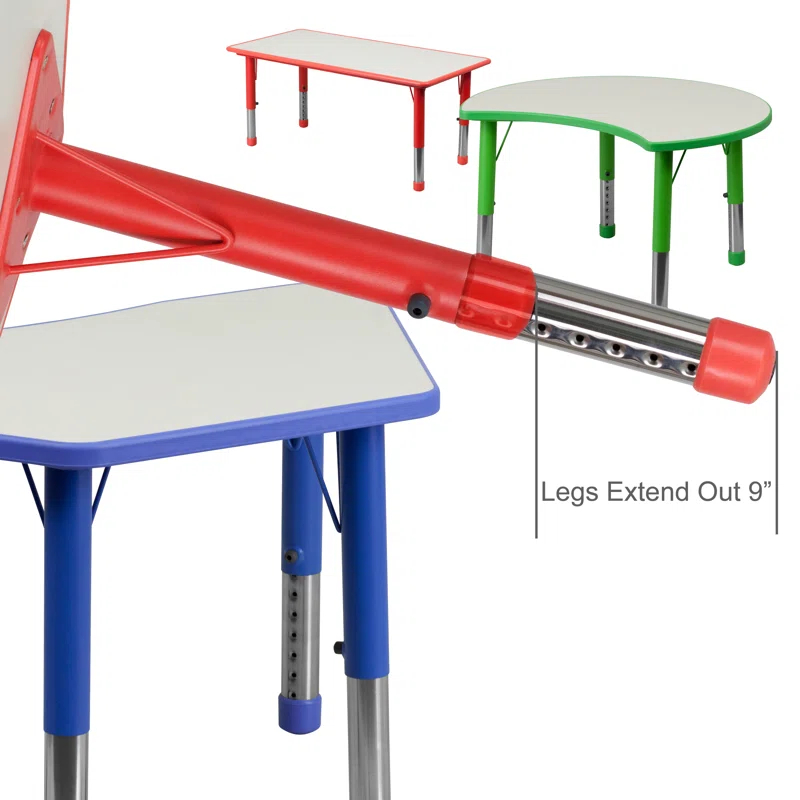 Flash Furniture Goddard Rectangle Plastic Adjustable Height Kids Activity Table