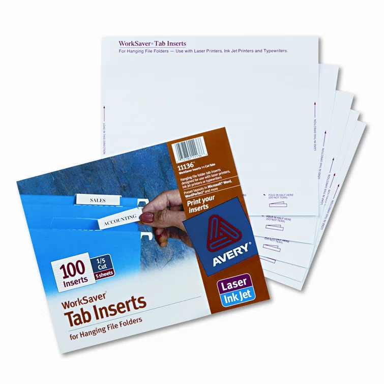 Avery Consumer Products Avery® Laser/Ink Jet Inserts For Hanging File Fold Paper Hanging Files Cabinet