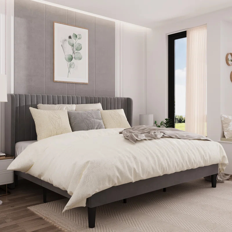 Candler Upholstered Platform Bed with Wingback