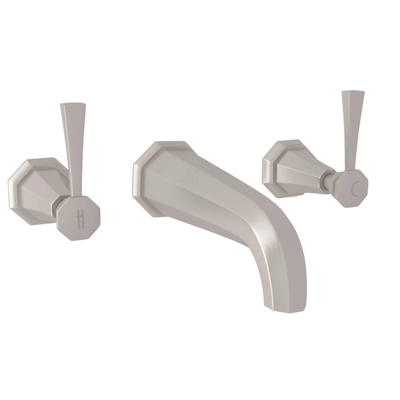 Perrin & Rowe U.3170LS-STN/TO-2 Deco Wall Mount Lavatory Faucet Trim