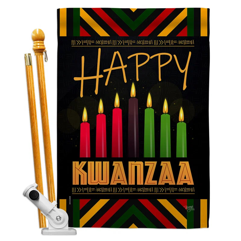 Breeze Decor Double Sided 40'' H x 28'' W Polyester Kwanzaa Flag Set